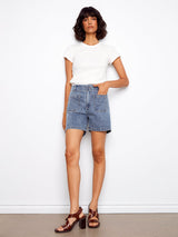 Stretch Denim Patch Pocket Shorts