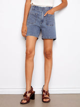 Stretch Denim Patch Pocket Shorts