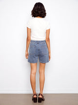 Stretch Denim Patch Pocket Shorts