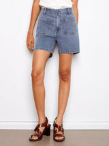 Stretch Denim Patch Pocket Shorts