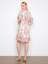 Print Flutter Sleeve V Neck Dress