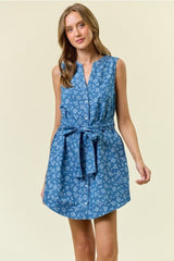 Floral Chambray Shirt Dress