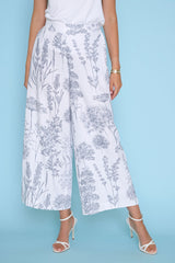 Floral Cropped Linen Blend Pants