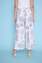 Floral Cropped Linen Blend Pants