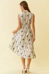 Print Zip Front Midi Dress