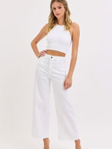 High Rise Cropped Wide Leg Denims
