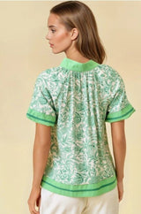 Floral Printed Short Sleeve V Neck
