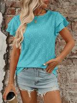 Eyelet Ruffle Sleeve Top