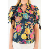 Short Sleeve Floral V Neck Top