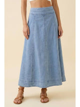 Side Zip Chambray Skirt