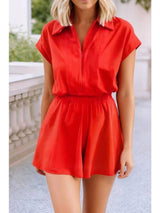 Half Zip Polo Short Romper