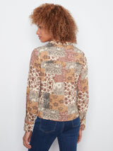 Boho Patchwork Long Sleeve Twist Front Button-down
