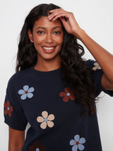 Boucle Flower Crew Neck Sweater