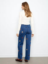 Wide Leg Floral Embroidered Pants