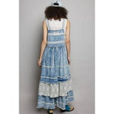 Crochet Accent Denim Overall Dress