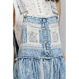 Crochet Accent Denim Overall Dress