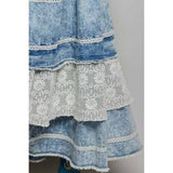 Crochet Accent Denim Overall Dress