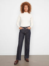 Scallop Outseam Wide Leg Denims