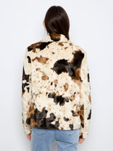 Cow Print Faux Fur Jacket