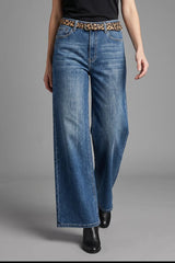 Leopard Belt Wide Leg Denims