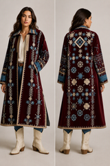 Embroidered Velvet Duster