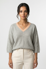 V Neck Half Sleeve Sweater