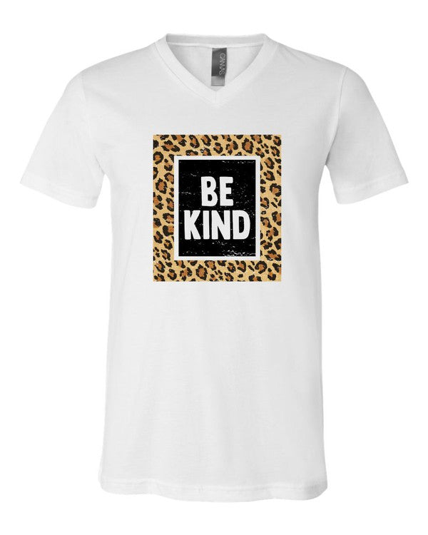 Leopard Be Kind V Neck Softstyle Tee