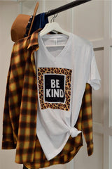 Leopard Be Kind V Neck Softstyle Tee