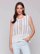 Border Flower Crochet Sleeveless Top