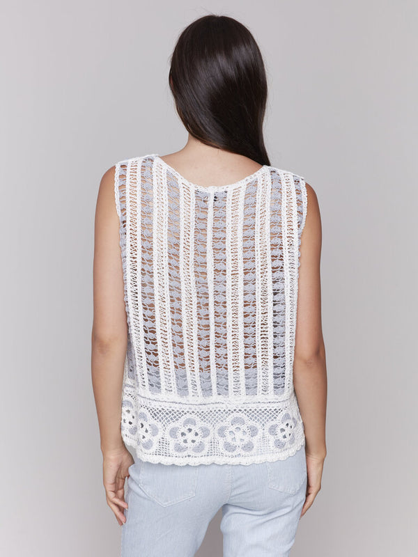 Border Flower Crochet Sleeveless Top