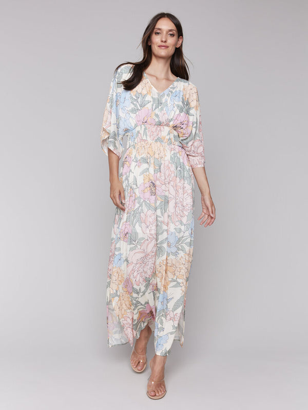 Printed Dolman Sleeve Maxi Dress