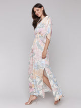 Printed Dolman Sleeve Maxi Dress