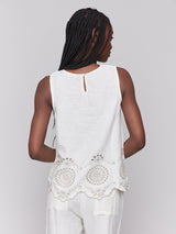 Eyelet Embroidered Sleeveless Linen Top