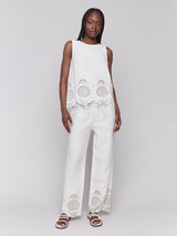 Eyelet Embroidered Sleeveless Linen Top