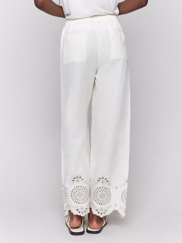 Eyelet Embroidered Linen Pants