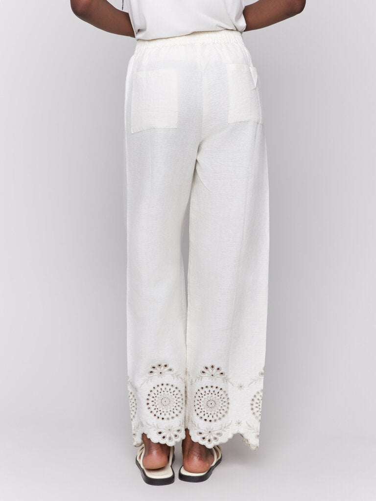 Eyelet Embroidered Linen Pants