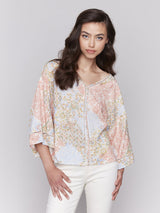 Floral Print Ladder Stitch Half Sleeve