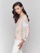 Floral Print Ladder Stitch Half Sleeve