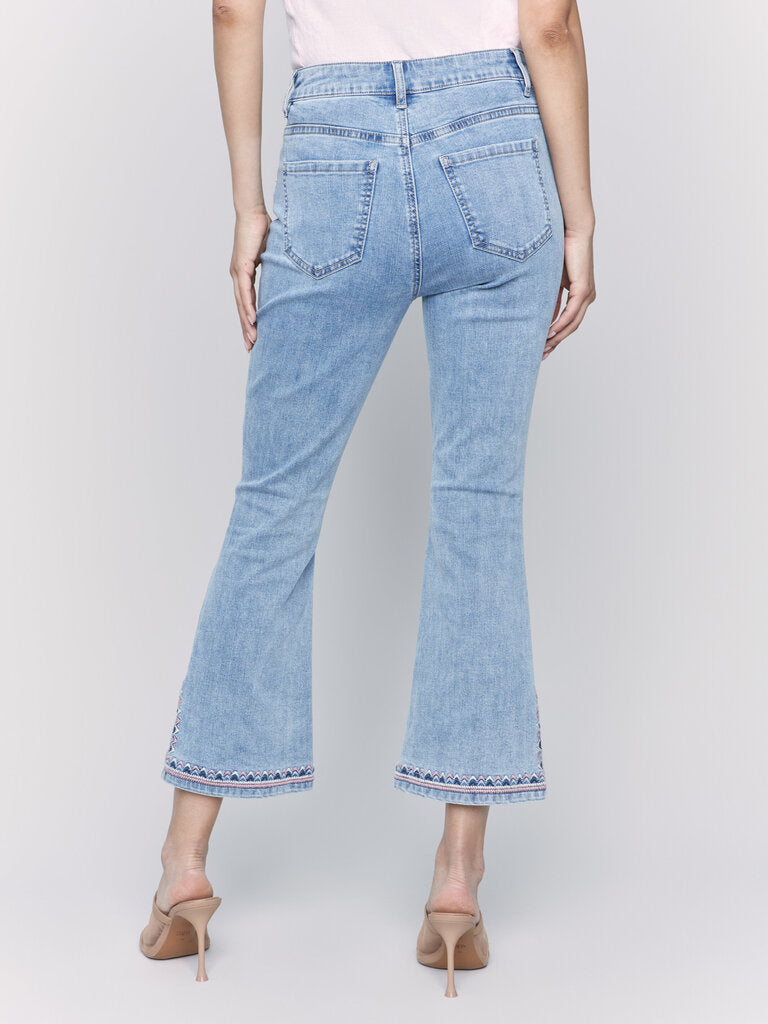 Side Slit Embroidered Jeans