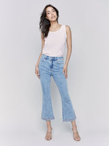 Side Slit Embroidered Jeans