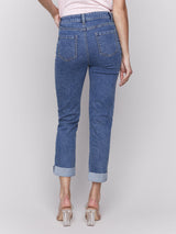 Pintuck Jean With Roll Up Cuff