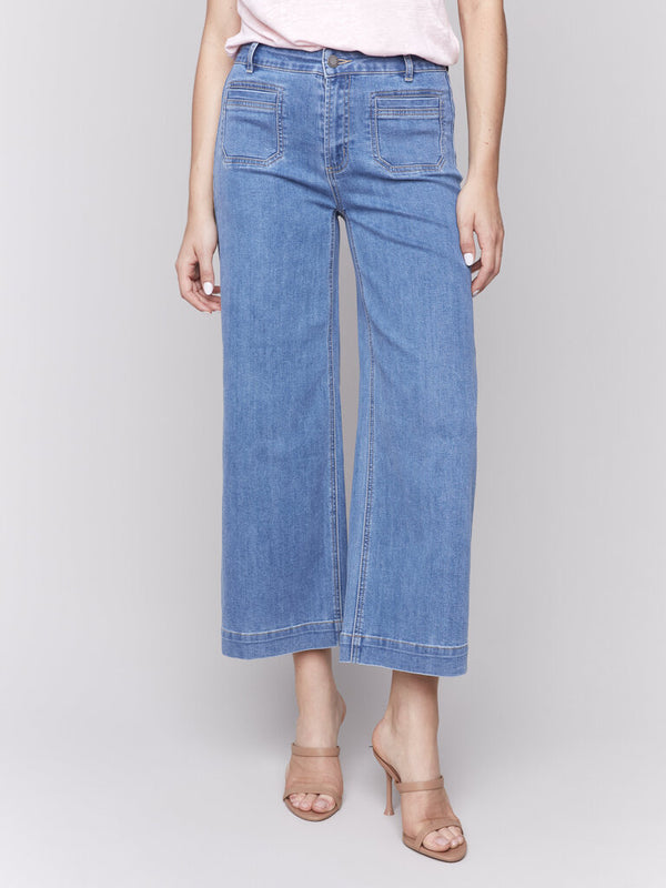 Cropped Flare Leg Front Patch