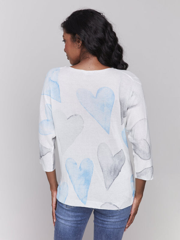Heart Print Dolman Sweater