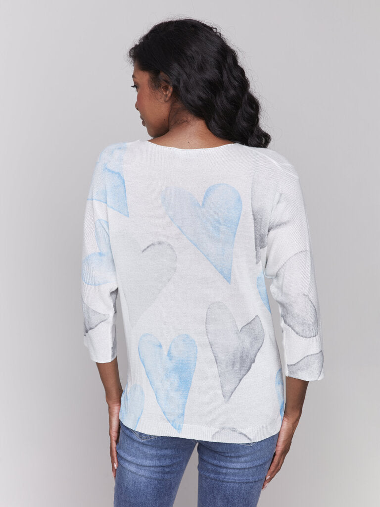Heart Print Dolman Sweater