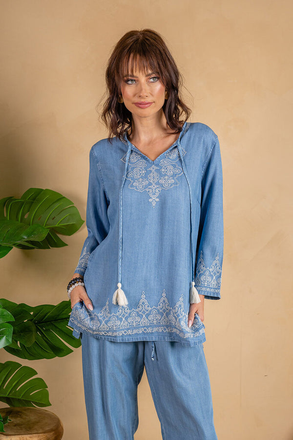 Embroidred Tencel Top