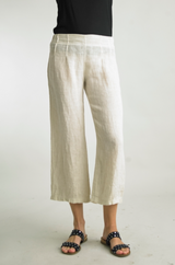 Flat Front Linen Crop Pants