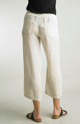 Flat Front Linen Crop Pants