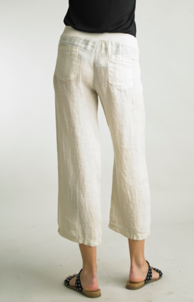 Flat Front Linen Crop Pants