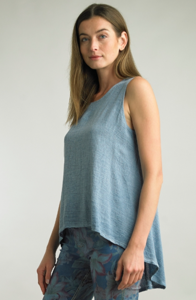 Linen Blend Hi Lo Sleeveless Top
