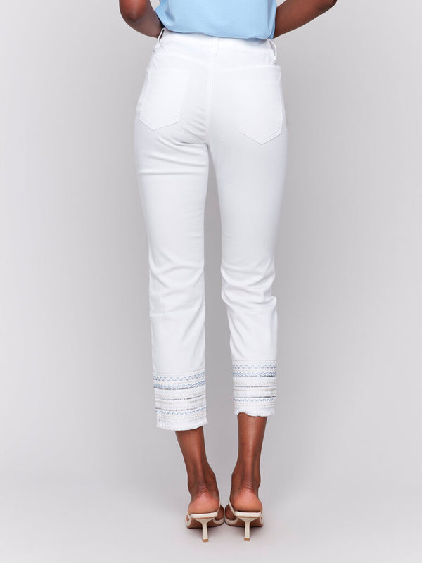 Embroidered Hem Crop Denims